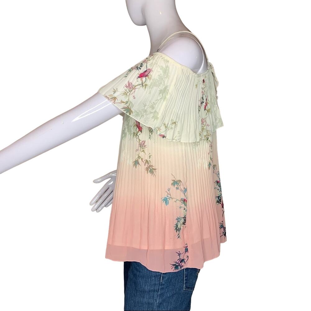 LC Lauren Conrad Blouse Size S cold shoulder veil ombre floral… - Picture 5 of 10